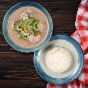 B3. Bitter Melon Pork Soup With Steam Rice 凉瓜猪肉汤配白饭